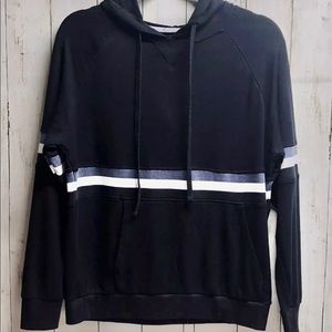 Simply Vera VeraWang Women's Black With Striped Hoodie Pullover